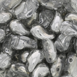 Perles en verre tchèque 2 trous Zoliduo® Right 5x8mm Crystal/Argent x20