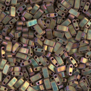 Miyuki Half Tila Beads 5x2.3x1.9 mm HTL-2035 - Met Khaki Iris Mat x10g