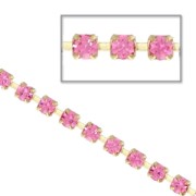 Chaîne en laiton brut strass en cristal taillé 2,10 mm Rose x50cm|raw }}