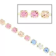 Chaîne en laiton brut strass en cristal taillé 2,10 mm Crystal/Light Peach/Light Rose/Sapphire x50cm
