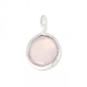 Breloque ronde facettée 6,9 mm en Argent 925 /Quartz Rose x1