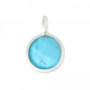 Breloque ronde facettée 6,9 mm en Argent 925 / imitation Turquoise x1