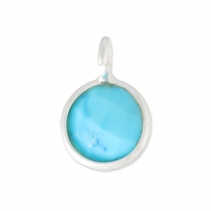 Breloque ronde facettée 6,9 mm en Argent 925 / imitation Turquoise x1