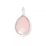 Breloque goutte facettée 6,8x12,7 mm en Argent 925 /Quartz Rose x1