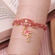 Breloque Flamant Rose résine époxy 24 mm Pink Coral/doré x1