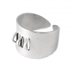 Bague réglable large avec 3 anneaux à personnaliser Placage Argent fin vieilli x1