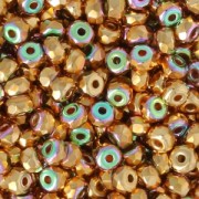 Perles facettées en verre tchèque Micro Spacers 2x3mm 24 K Gold Plated .AB x25