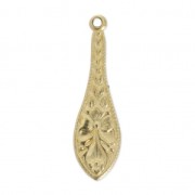 Pendentif fin Goutte décor fleurs 21 mm en Gold filled (or laminé)  x1