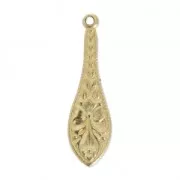 Pendentif fin Goutte décor fleurs 21 mm en Gold filled (or laminé)  x1