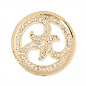 Cabochon en métal 33 mm avec strass - Ajouré - doré x1