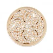 Cabochon en métal 33 mm avec strass - Rosace - doré x1
