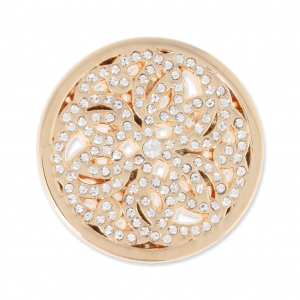 Cabochon en métal 33 mm avec strass - Rosace - doré x1