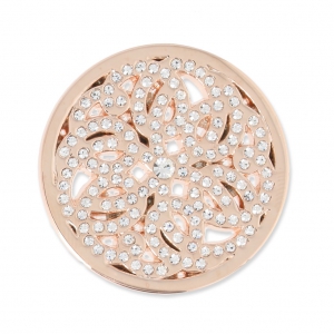 Cabochon en métal 33 mm avec strass - Rosace - doré rose x1
