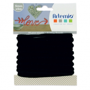 Fil tricotin pour la customisation 5 mm - Noir x5m