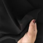 Tissu Mousseline pour broderie perlée de Lunéville et confection de vêtements Noir x10cm