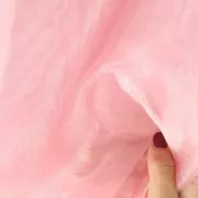 Tissu Organza pour broderie perlée de Lunéville et confection de vêtements Rose x10cm