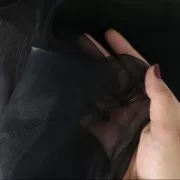 Tissu Organza pour broderie perlée de Lunéville et confection de vêtements Noir x10cm