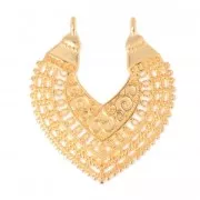 Pendentif intercalaire 2 anneaux coeur ethnique 43 mm Doré à l'or fin x1