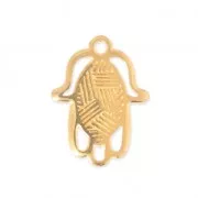 Pendentif main de Fatma avec oeil porte-bonheur résine époxy 20x16 mm doré/Turquoise