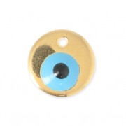 Breloque oeil porte-bonheur résine époxy 12 mm doré/Turquoise|raw }}