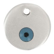 Breloque oeil porte-bonheur résine époxy 12 mm argenté vieilli/Turquoise|raw }}