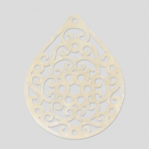 Intercalaire goutte ajouré nacré pour boucles d'oreilles 49 mm Crème x1
