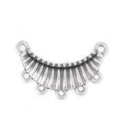 Intercalaire boucle d'oreille/collier avec 7 trous style ethnique Placage Argent fin vieilli