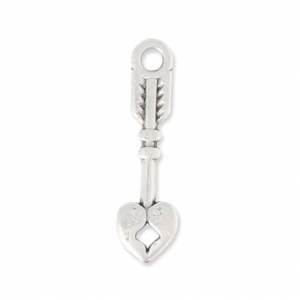 Breloque flèche coeur 17,3x4,80 mm - Placage Argent fin vieilli