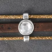 Poussoir à décorer pour lacet plat 5 mm et cordon 2 mm - Placage Argent fin vieilli