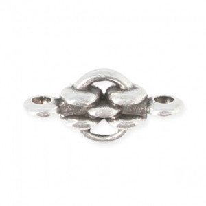 Intercalaire motif chaîne 2 anneaux 12 mm Placage Argent fin vieilli 
