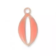 Breloque coquillage Cauri en métal et résine époxy 10 mm Rose Corail x 8