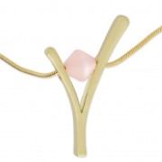 Pendentif design V 44x29 mm pour polaris ou ronde 10 mm doré satiné