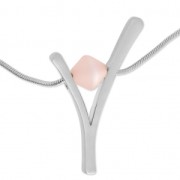 Pendentif design V 44x29 mm pour polaris ou ronde 10 mm rhodié satiné