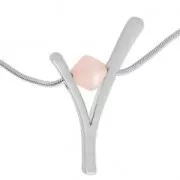 Pendentif design V 44x29 mm pour polaris ou ronde 10 mm rhodié satiné