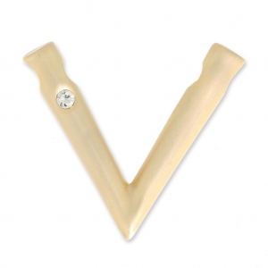 Pendentif design V strassé 32x37 mm pour polaris ou ronde 16 mm doré satiné