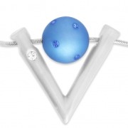 Pendentif design V strassé 32x37 mm pour polaris ou ronde 16 mm argenté satiné