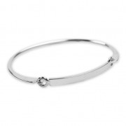 Bracelet manchette en laiton avec plaque à personnaliser 4x190 mm rhodié