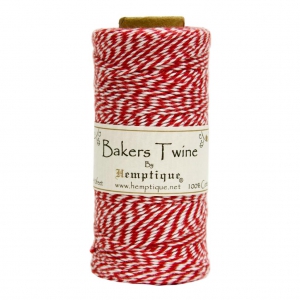 Bobine de 125 mètres de ficelle Bakers Twine 1 mm Blanc/Rouge