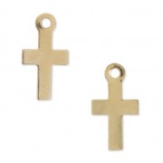 Breloques fines Croix 10 mm en Gold filled (Or laminé)  x2|raw }}