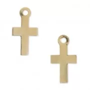 Breloques fines Croix 10 mm en Gold filled (Or laminé)  x2