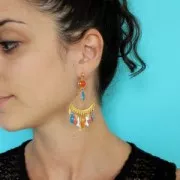 Sequins losanges 16x9 mm en métal et résine époxy - Rose Corail x8