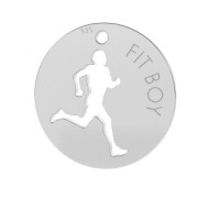 Breloque ronde ajourée " Fit Boy" 14 mm en Argent 925 x1|raw }}