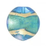 Bombée Murano 18 mm aquamarine cerclée d'or x1