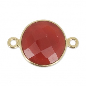 Intercalaire pierre facettée 12 mm Argent 925 plaqué Or imitation Cornaline x1