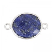 Intercalaire 2 anneaux pierre facettée 11x13 mm serti Argent 925 / Lapis Lazuli x1|raw }}