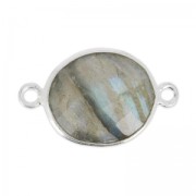 Intercalaire 2 anneaux pierre facettée 11x13 mm serti Argent 925 / Labradorite x1|raw }}