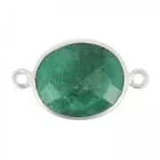 Intercalaire pierre facettée 11x13 mm serti Argent 925 / Imitation Emeraude