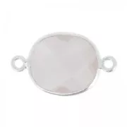 Intercalaire 2 anneaux pierre facettée 11x13 mm serti Argent 925 / Quartz Rose x1