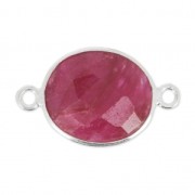 Intercalaire 2 anneaux pierre facettée 11x13 mm serti Argent 925 / Imitation Rubis