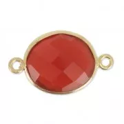 Intercalaire pierre facettée 11x13mm Argent 925 Plaqué Or Cornaline x1